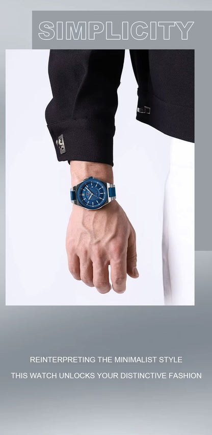 NAVIFORCE Luxury Stylish Business SS Band Military Quartz Wrist Watches Watch for Men