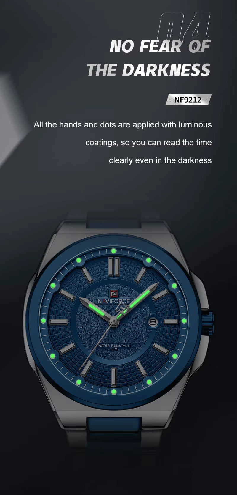 NAVIFORCE Luxury Stylish Business SS Band Military Quartz Wrist Watches Watch for Men