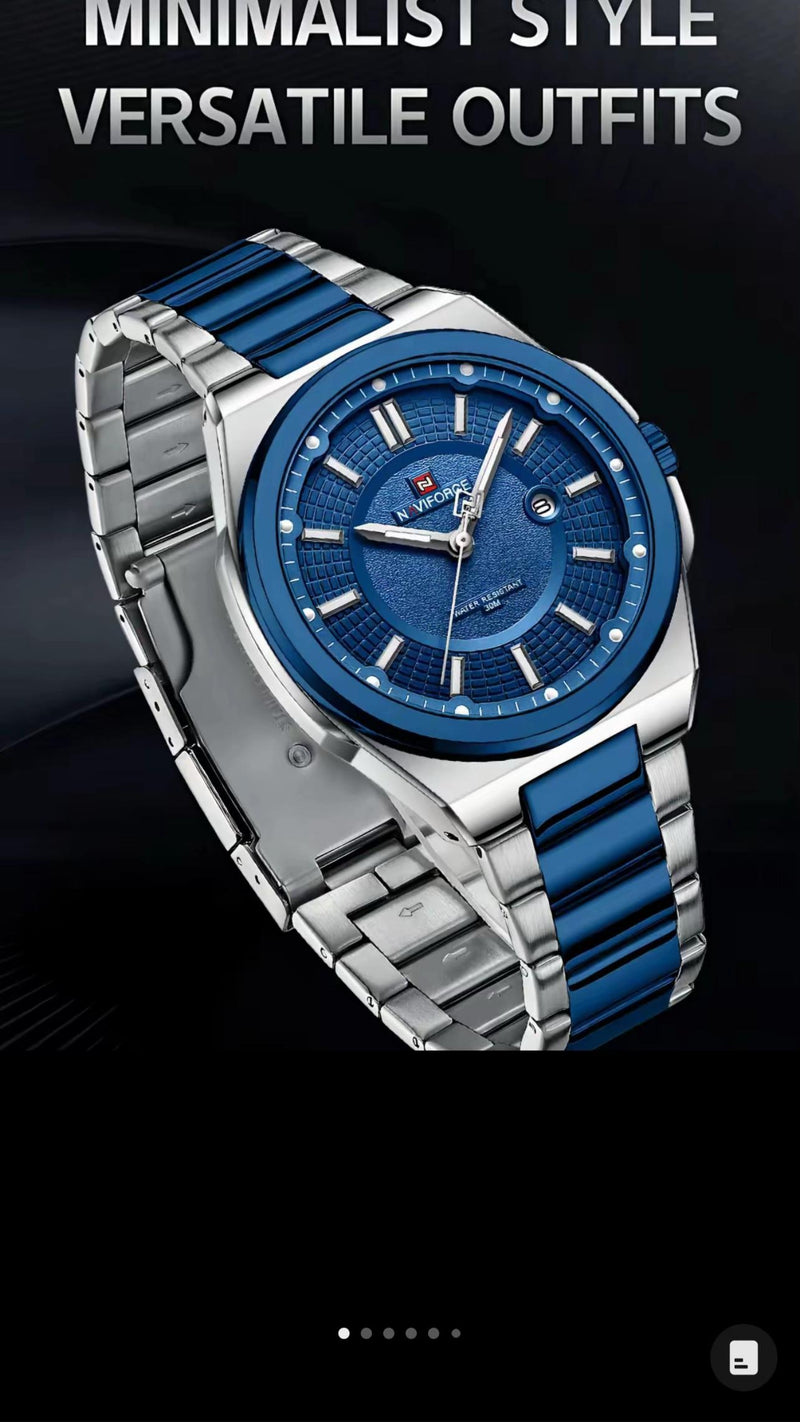 NAVIFORCE Luxury Stylish Business SS Band Military Quartz Wrist Watches Watch for Men detail view
