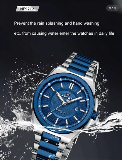 NAVIFORCE Luxury Stylish Business SS Band Military Quartz Wrist Watches Watch for Men