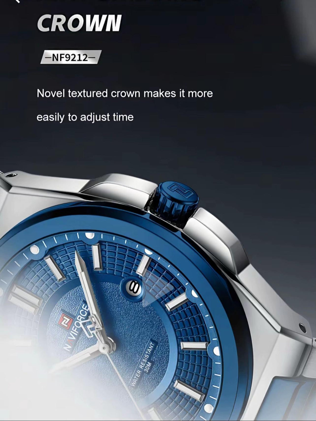 NAVIFORCE Luxury Stylish Business SS Band Military Quartz Wrist Watches Watch for Men