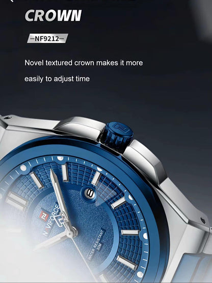 NAVIFORCE Luxury Stylish Business SS Band Military Quartz Wrist Watches Watch for Men