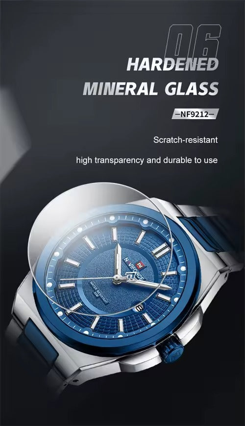 NAVIFORCE Luxury Stylish Business SS Band Military Quartz Wrist Watches Watch for Men