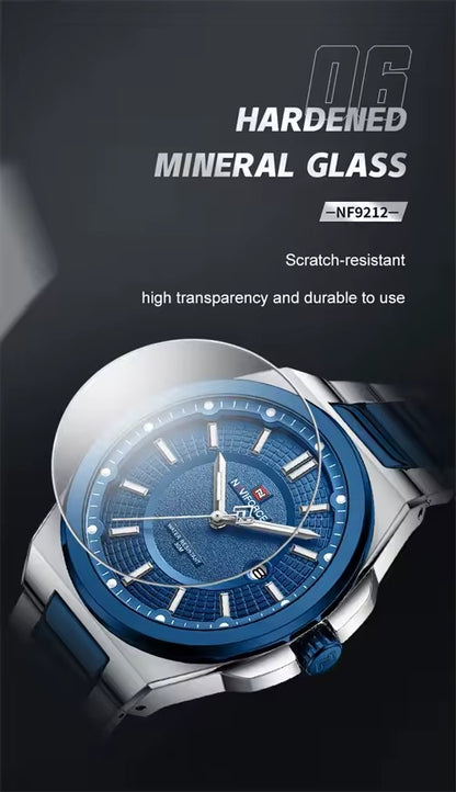 NAVIFORCE Luxury Stylish Business SS Band Military Quartz Wrist Watches Watch for Men