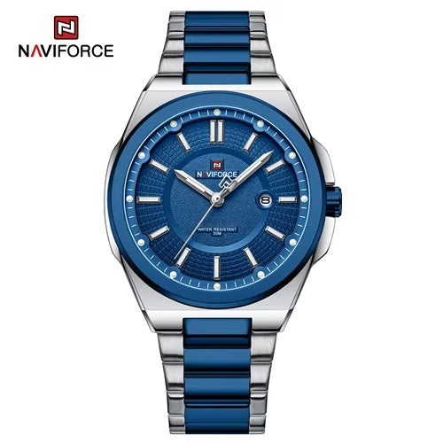 NAVIFORCE Luxury Stylish Business SS Band Military Quartz Wrist Watches Watch for Men